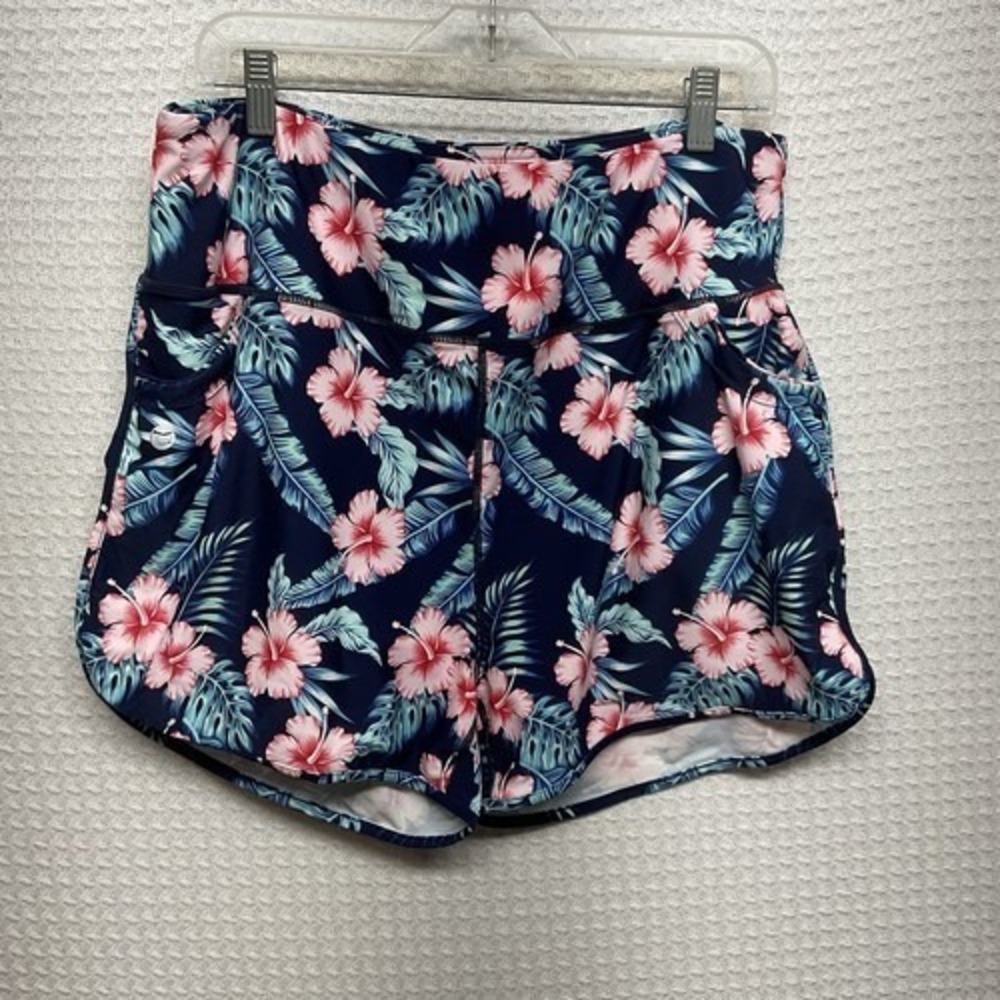 NWT G Gradual SportWear Floral High Waisted 3" Swim Board Shorts Women XXL China